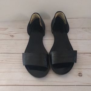 Black real leather sandals